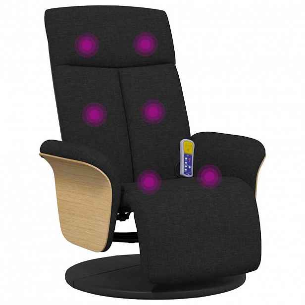 vidaXL Masážní polohovací křeslo s podnožkou černé textil