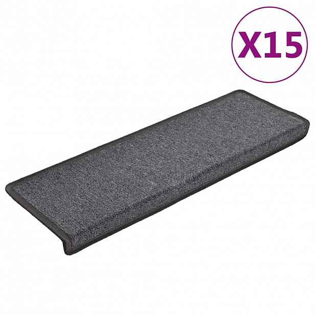 vidaXL Schodové rohože 15 ks 65 x 21 x 4 cm tmavě šedé s obdélníkovým okrajem