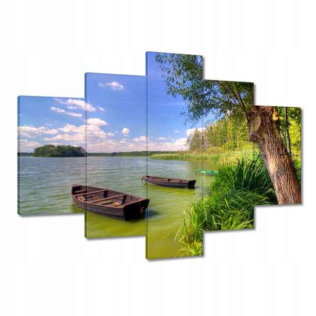 Nástěnné hodiny 150x105 Jezero Lodě Krajina
