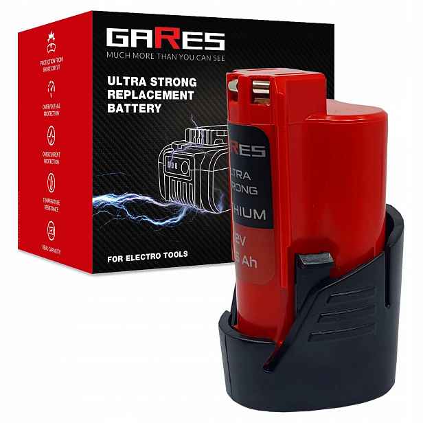 Akumulátor Gares pro Milwaukee M12 2312-21 2403-22 BID-0 12V 2,5Ah