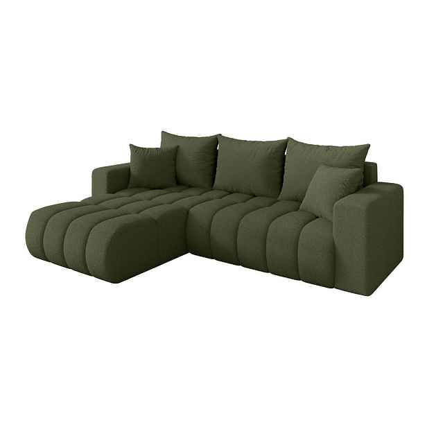 ALTDECOR ROHOVÁ SEDAČKA s funkcí spaní, otoman vlevo MILA-L-v1 277x195x86 zelená bouclé