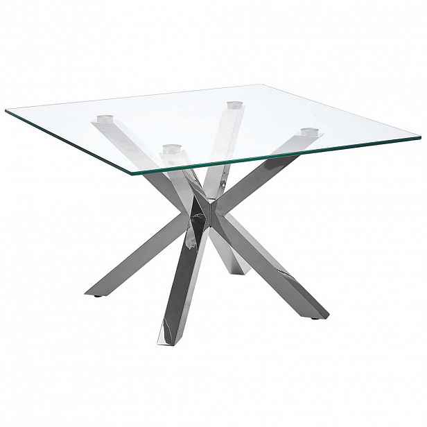 Beliani KONFERENČNÍ STOLEK Sklo Stříbrný čtvercový 70/70 cm Starlight