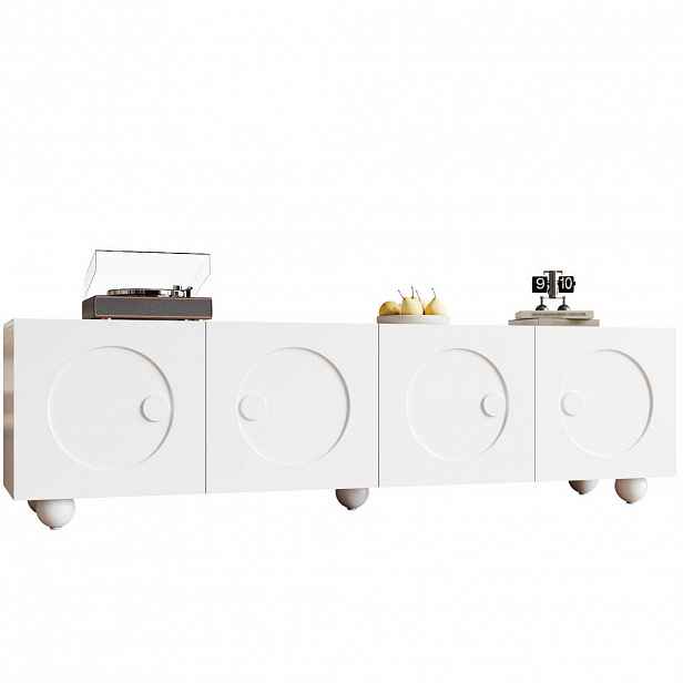 OKWISH TV stolek 180,5/38/50 cm bílý z MDF a dřevotřísky s úložným prostorem