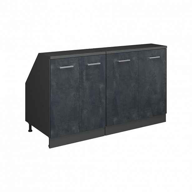 Vicco SADA SKŘÍNÍ PRO ŠIKMOU STŘECHU Rion Černý beton 140 cm Sada 2 korpusů skříně hloubka 60 cm