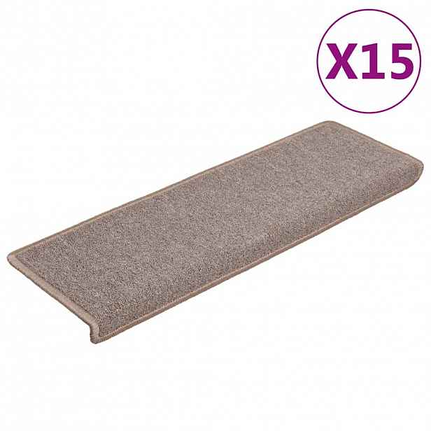 vidaXL Schodové rohože 15 ks 65 x 21 x 4 cm světle hnědé s obdélníkovým okrajem