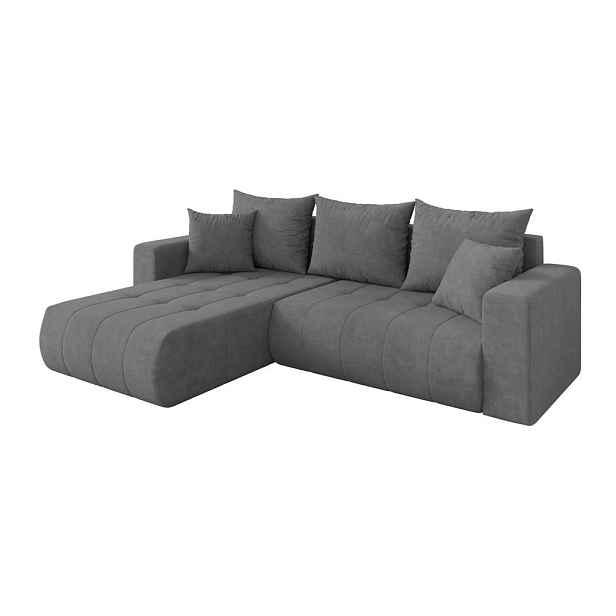 ALTDECOR ROHOVÁ SEDAČKA s funkcí spaní, otoman vlevo MILA-L 277x194x86 šedá velur