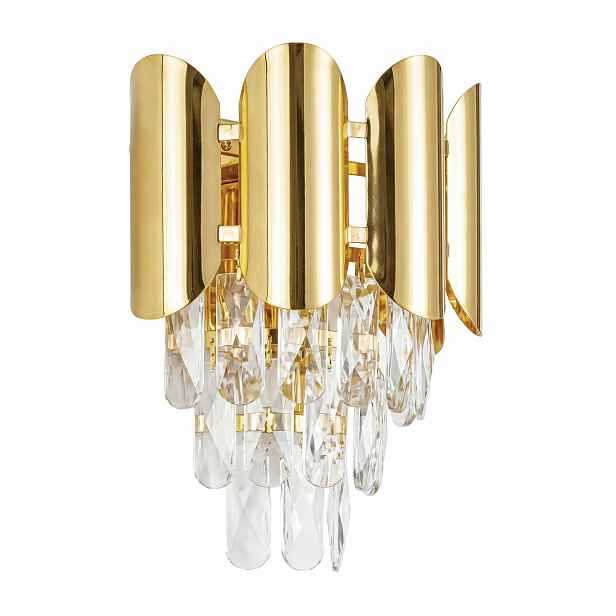 Nástěnná Lampa Zlatá Křišťálová Glamour Do Obývacího Pokoje Jídelny 2xE14