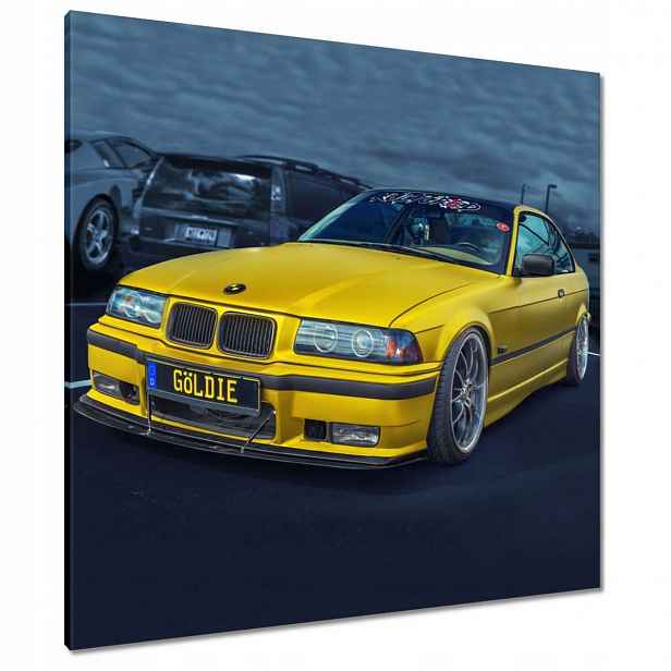 Obrazy 90x90 Zlatý automobil Bmw Auto