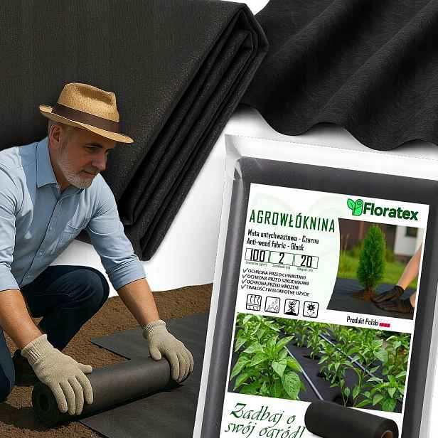 Silná Agrotkanina 100g 2x20m Černá Uv Agrotextilie Podložka Proti Plevelu