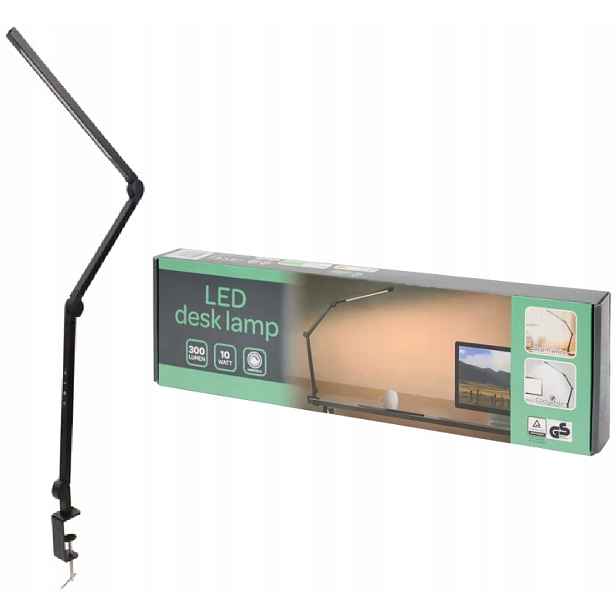 Školní kancelářská Led lampa se svorkou na stůl 10W 300lm Cct DIMM černá