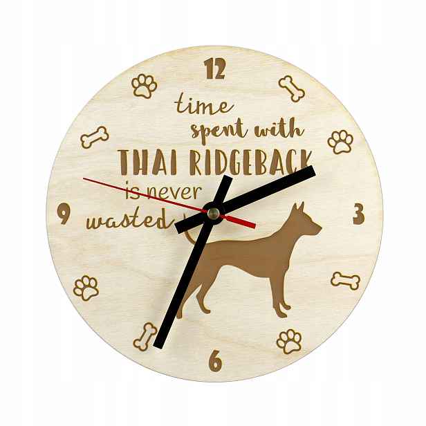 Thajský ridgeback, gravírovaný hodinový stroj se psem, průměr 30 cm, jméno psa