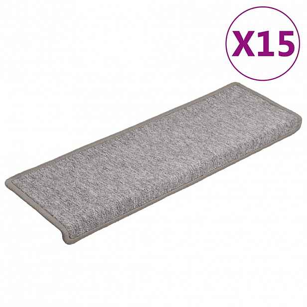 vidaXL Schodové rohože 15 ks 65 x 21 x 4 cm světle šedé s obdélníkovým okrajem