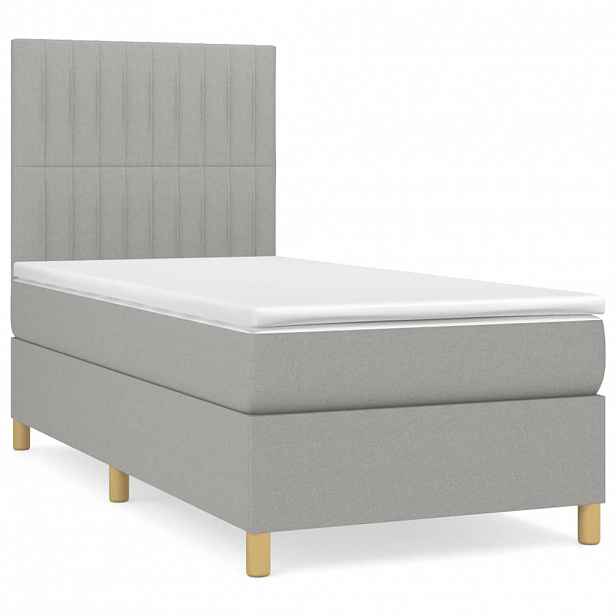 vidaXL Box spring postel s matrací světle šedá 80 x 200 cm textil