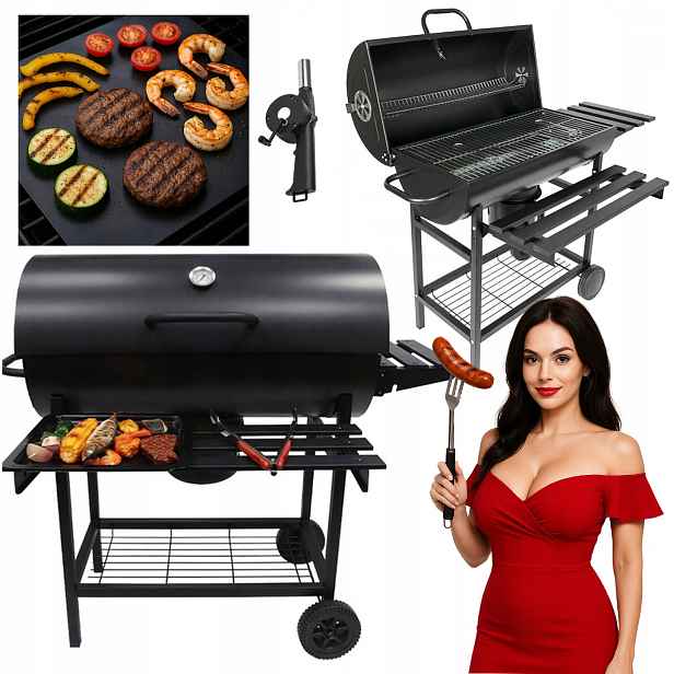 Grill s krytem police Teploměr a popelník dmychadlo Film