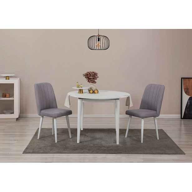Jídelní set s rozkládacím stolem a židlemi (3 kusy) Vina 0701 - White, Grey