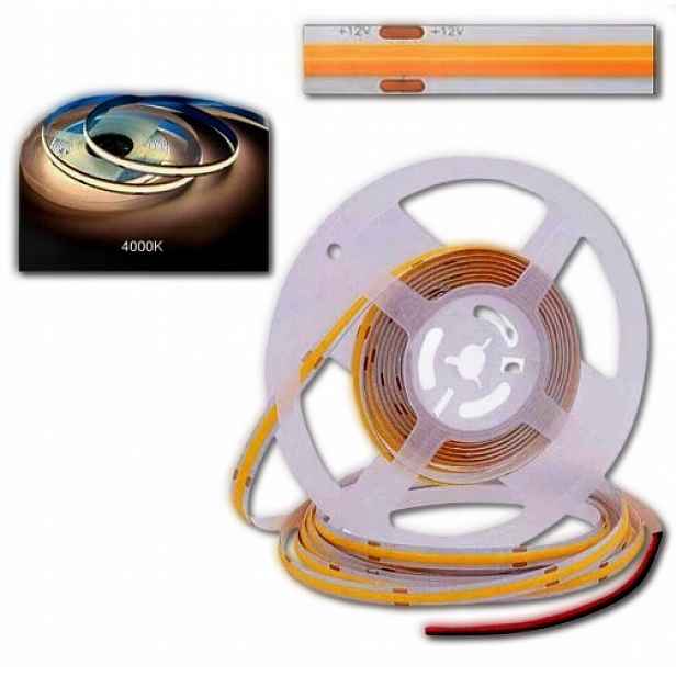 Led pásek Cob 12V 320 diod 10 m Role Neon Barva Neutrální 4000K 800lm Silná