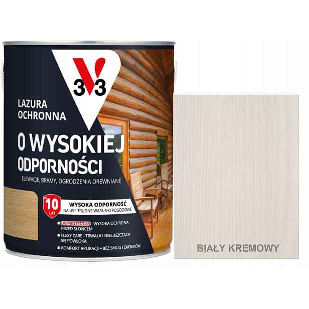 V33 Ochranná lazura s vysokou odolností 10 let Bílá Krémová 5L