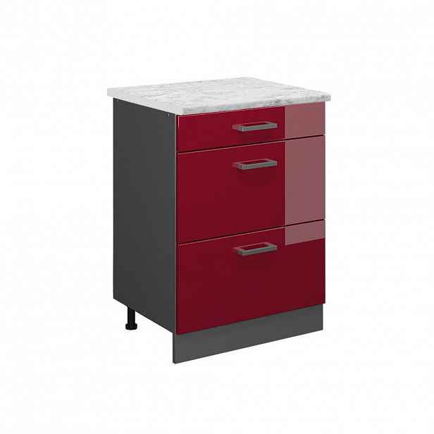Vicco SPODNÍ SKŘÍŇKA KUCHYŇSKÉ LINKY R-Line Červená vysoký lesk 60 cm PD Mramor