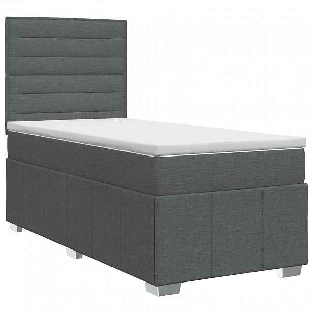 vidaXL Postel boxspring s matrací s čelo Tmavě šedá 90 x 190 cm Textil
