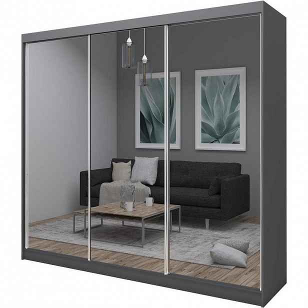 Beautysofa SKŘÍŇ s posuvnými dveřmi Debra 240/216/61 grafit se zrcadlem