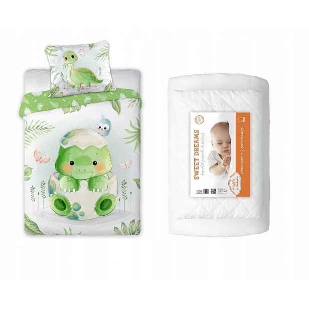 Komplet do postýlky 100x135 Přikrývka Povlečení Dinuś Dinosaurus