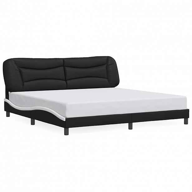 vidaXL Rám postele bez matrace Hvar černý a bílý 200 x 200 cm umělá kůže
