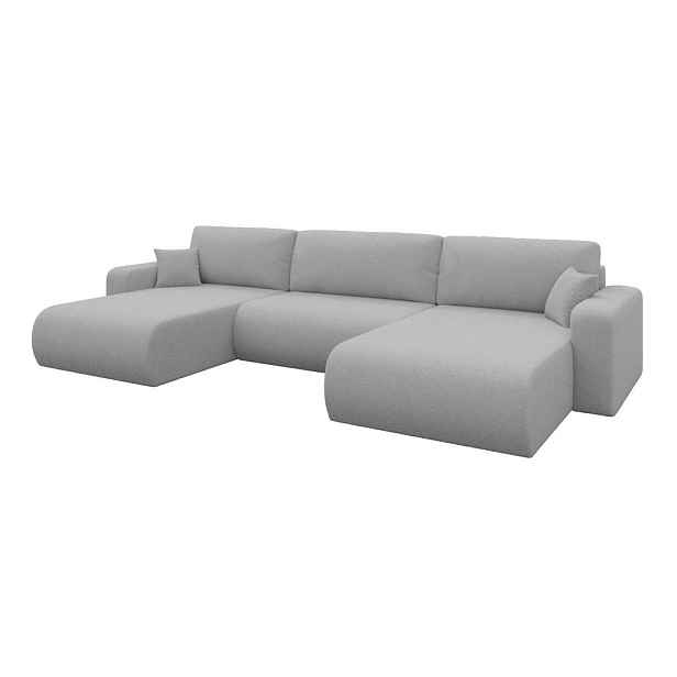 ALTDECOR SEDACÍ SOUPRAVA DO U s funkcí spaní a úložným prostorem BERY-U 377x193x88 světle šedá bouclé