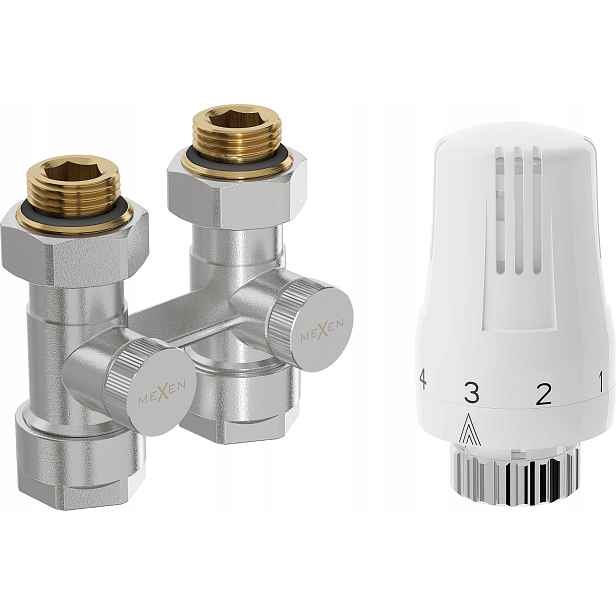 Mexen G01 Termostatická Dvoutrubková Sada DN50 Přímá 1/2"x16 MM Nikl