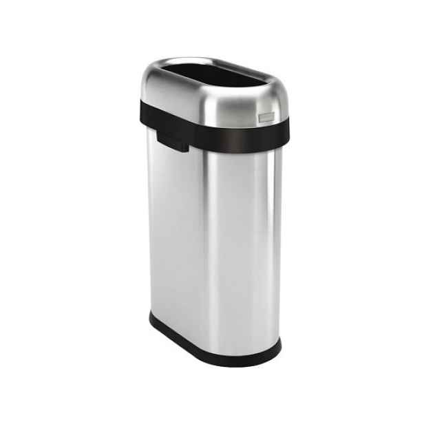 Odpadkový koš, bez víka, 50 L, nerez, Slim - simplehuman