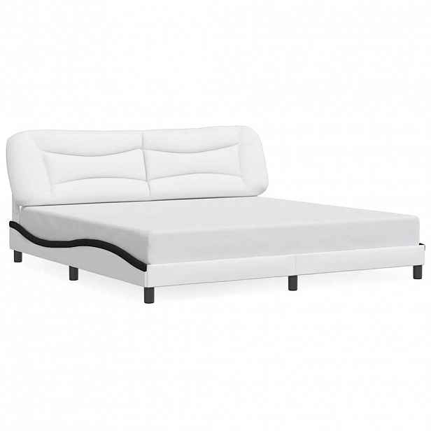 vidaXL Rám postele bez matrace Hvar bílý a černý 200 x 200 cm umělá kůže