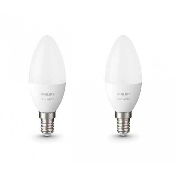 Philips Hue White - Chytrá LED žárovka E14, 470 lm, teplá bílá, 2 ks 929003021102