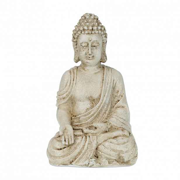 Relaxdays SOŠKA Krémově bílá Buddha sedící polyresin