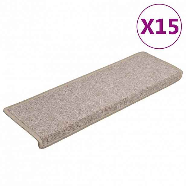 vidaXL Schodové rohože 15 ks 65 x 21 x 4 cm béžové s obdélníkovým okrajem