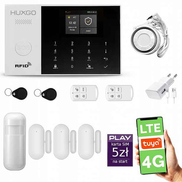 Bezdrátový alarm WiFi Gsm 4G, Tuya alarmová sada Huxgo HXA005 D3PS