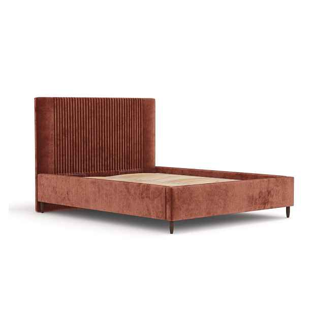 Čalouněná dvoulůžková postel v cihlové barvě s úložným prostorem s roštem 140x200 cm Etero – Maison de Rêve
