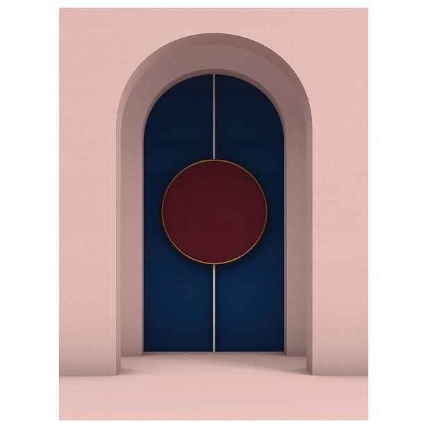Fototapeta Růžový oblouk dveří a Ovál Minimalismus Geometrie 206x275 lepidlo