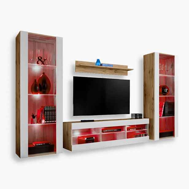 komodee Tivoli Grande Sestava do obývacího pokoje Dub Wotan-Bílá Rgb Led