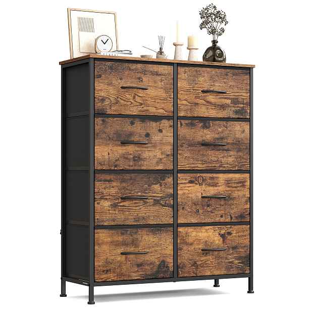 Songmics Komoda s 8 zásuvkami 76,7 x 30 x 95,2 cm černohnědá