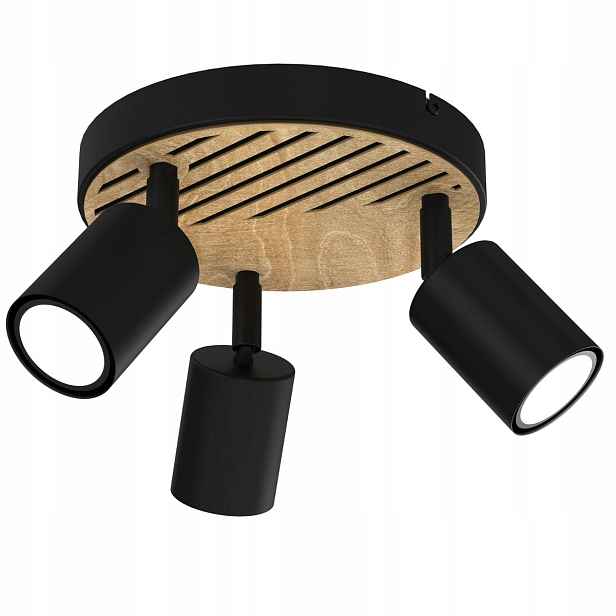 Luminex Terra Stropní reflektor 3xGU10 Černý/Dřevo 8W Stmívatelný