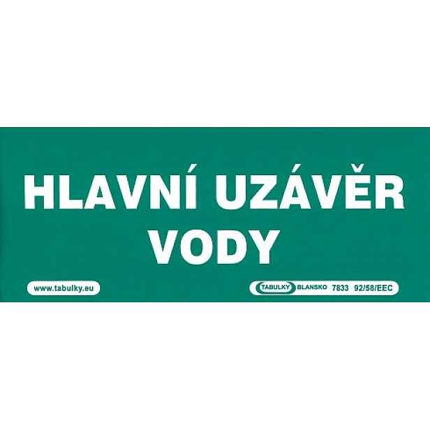 Samolepka informační Hlavní uzávěr vody 210×87 mm