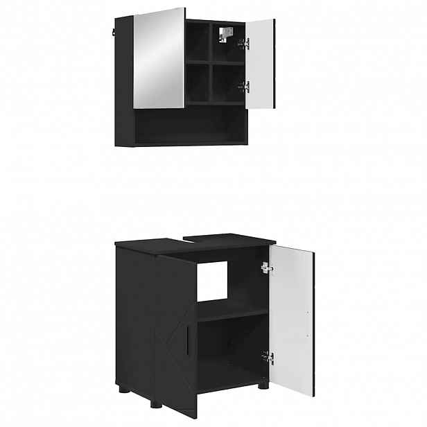 vidaXL Sada koupelnového nábytku 2 ks Černá 61 x 35 x 64 cm