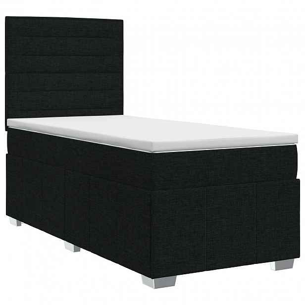 vidaXL Postel boxspring s matrací s čelo Černá 90 x 200 cm Textil