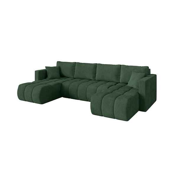 ALTDECOR SEDACÍ SOUPRAVA DO U s funkcí spaní a úložným prostorem GARD-U 300x146x85 zelená manšestr