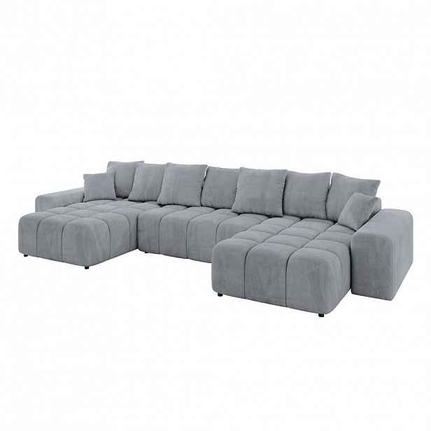 ALTDECOR SEDACÍ SOUPRAVA ENIL-U 401x189x68 světle šedá barva, velur