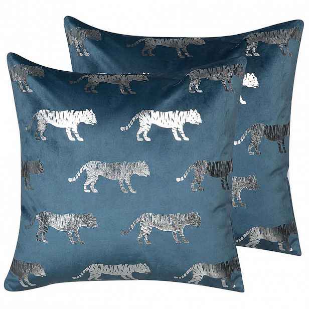 Beliani DEKORATIVNÍ POLŠTÁŘ sada 2 ks Modrý 45/45 cm Bluebell