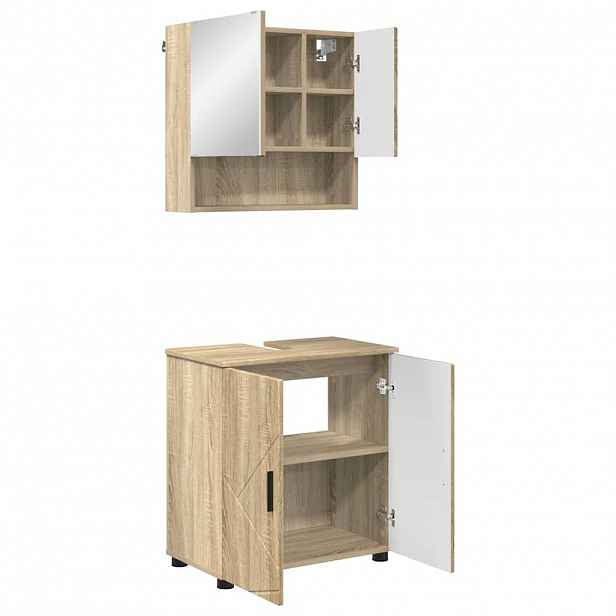 vidaXL Sada koupelnového nábytku 2 ks Sonoma dub 61 x 35 x 64 cm