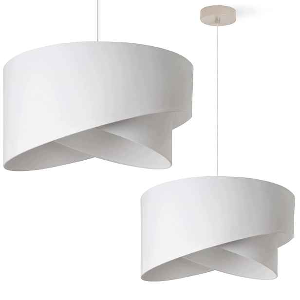 Závěsná Stropní Lustrová Lampa Se Stínítkem, Šikmo Bílá, Vhodná Do Ložnice Obývacího Pokoje