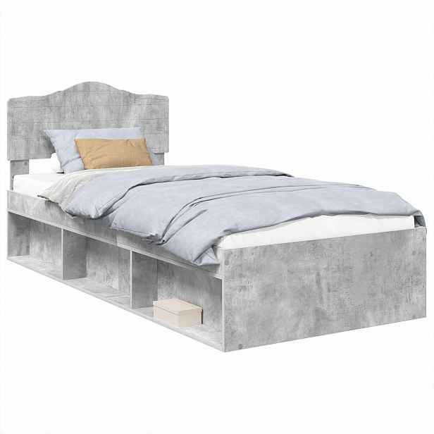 vidaXL Rám postele Betonově šedá 100 x 200 cm Masivní borové dřevo