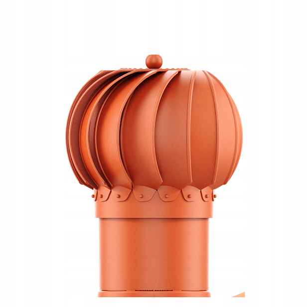 Rotační krb Rotoline pro plechovou střešní krytinu E, průměr 150 mm, kulatý, cihlový