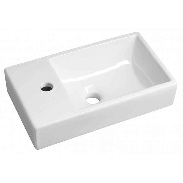 Sapho Small - Umývátko Minos, 45x26 cm, bez přepadu, otvor pro baterii vlevo, bílá 4757